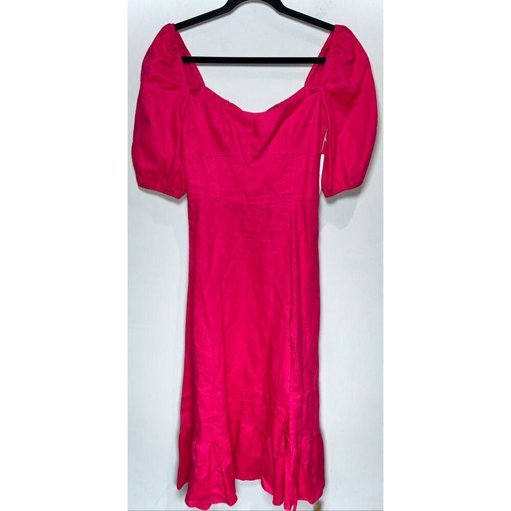 Reformation Belgium Linen Dress in hot pink size 4